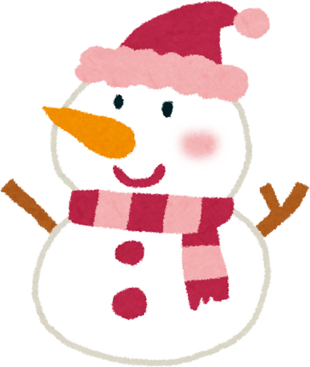 Hand-Drawn Snowman Illustration with Pink Knitted Hat and Scarf