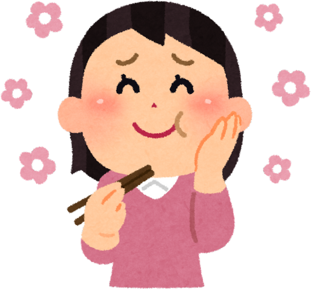 Illustration of a Happy Woman Enjoying Her Meal with Chopsticks